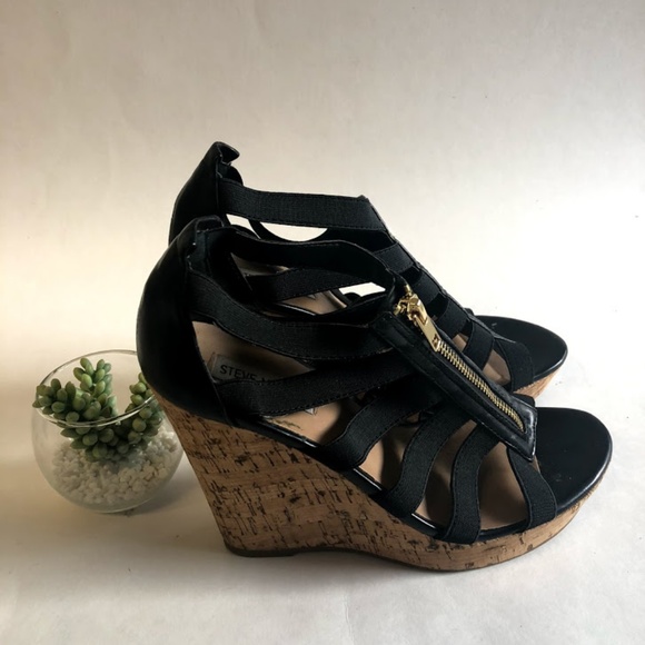 Steve Madden Eddyy Caged Platform Cork Wedges 8 - Picture 4 of 8